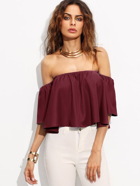 Off Shoulder Solid Blouse