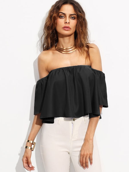 Off Shoulder Solid Blouse