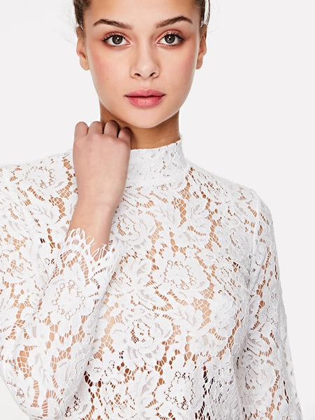 Zip Back Guipure Lace Crop Top