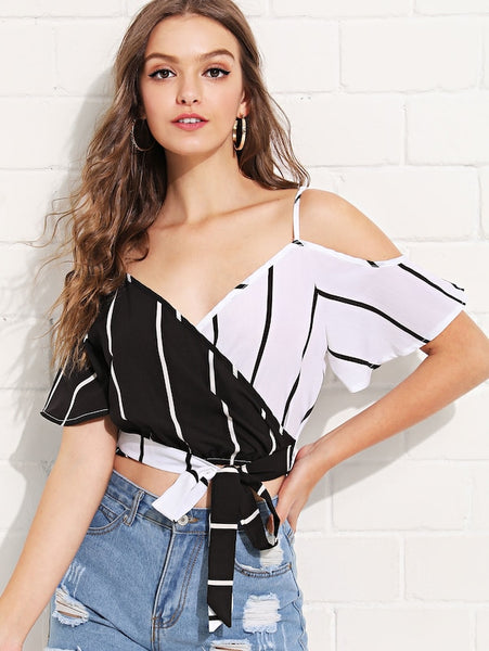 Knot Front Wrap Cami Blouse