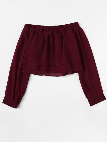 Off Shoulder Solid Blouse