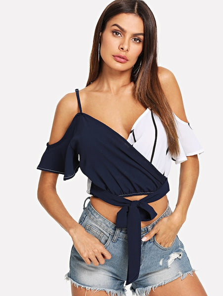 Knot Front Wrap Cami Blouse