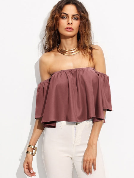 Off Shoulder Solid Blouse