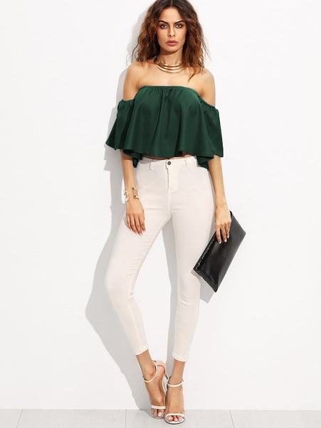 Off Shoulder Solid Blouse