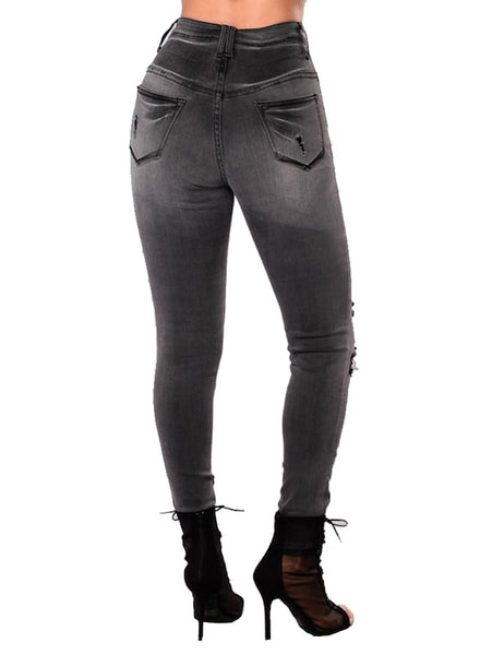 High Waist Shredded Jeans