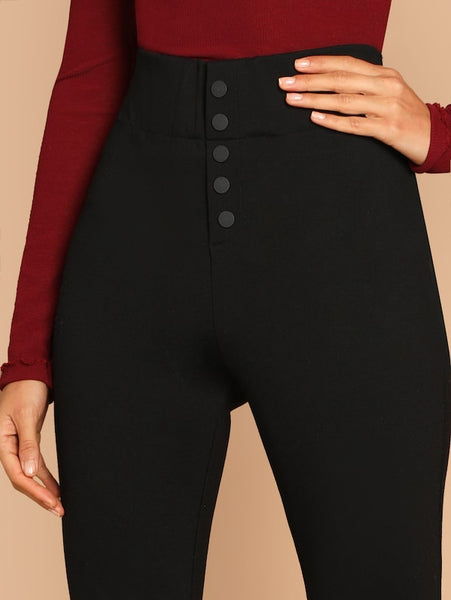 Buttoned Fly Skinny Pants