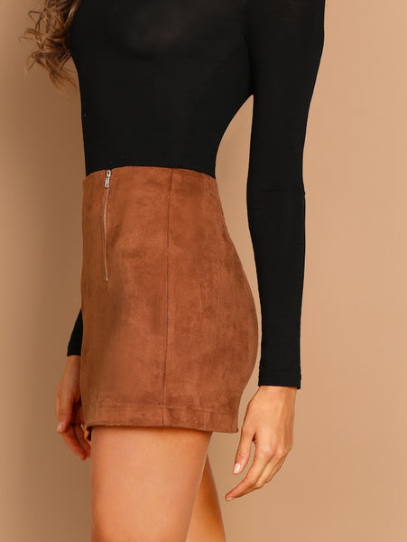 Zip Front Bodycon Skirt