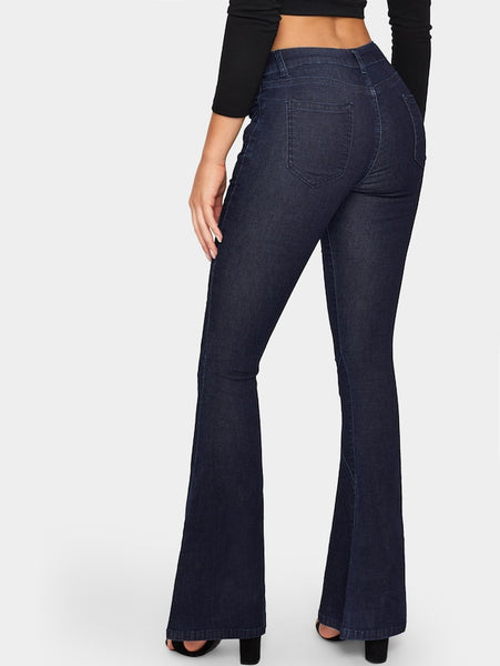 Flare Hem Solid Jeans