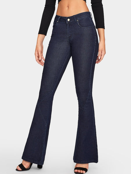 Flare Hem Solid Jeans