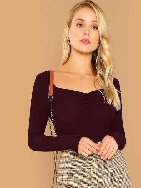 Ruched Detail Slim Fitted Top