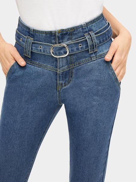 Stitch Detail Waist Tie Jeans